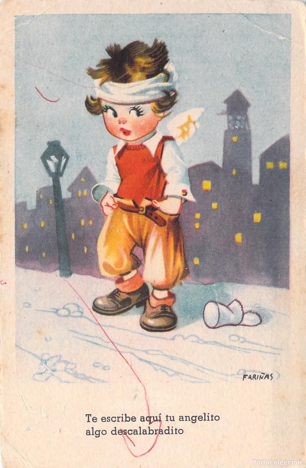 Postales: Tarjeta Postal Ilustrada de Angelito Herido por Fari&ntilde;as