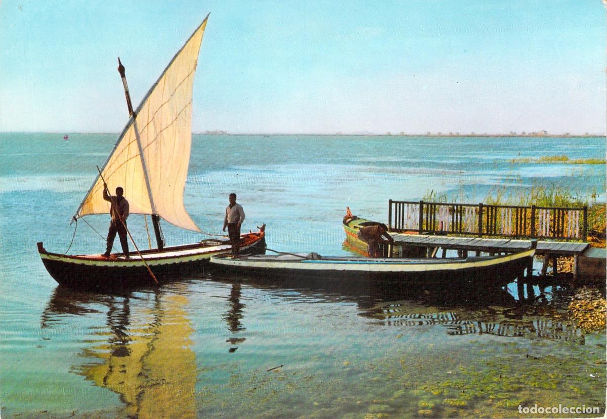 Postales: Postal de Valencia, Canal de la Albufera y Embarcadero con Barcas