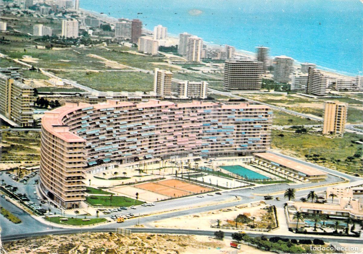 Postales: Postal Playa de San Juan Alicante Club del Mar Vista A&eacute;rea