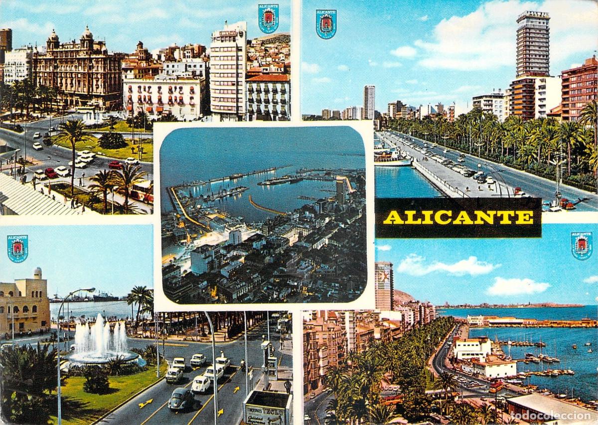 Postales: Postal de Alicante: Vistas del Puerto y Explanada de Espa&ntilde;a