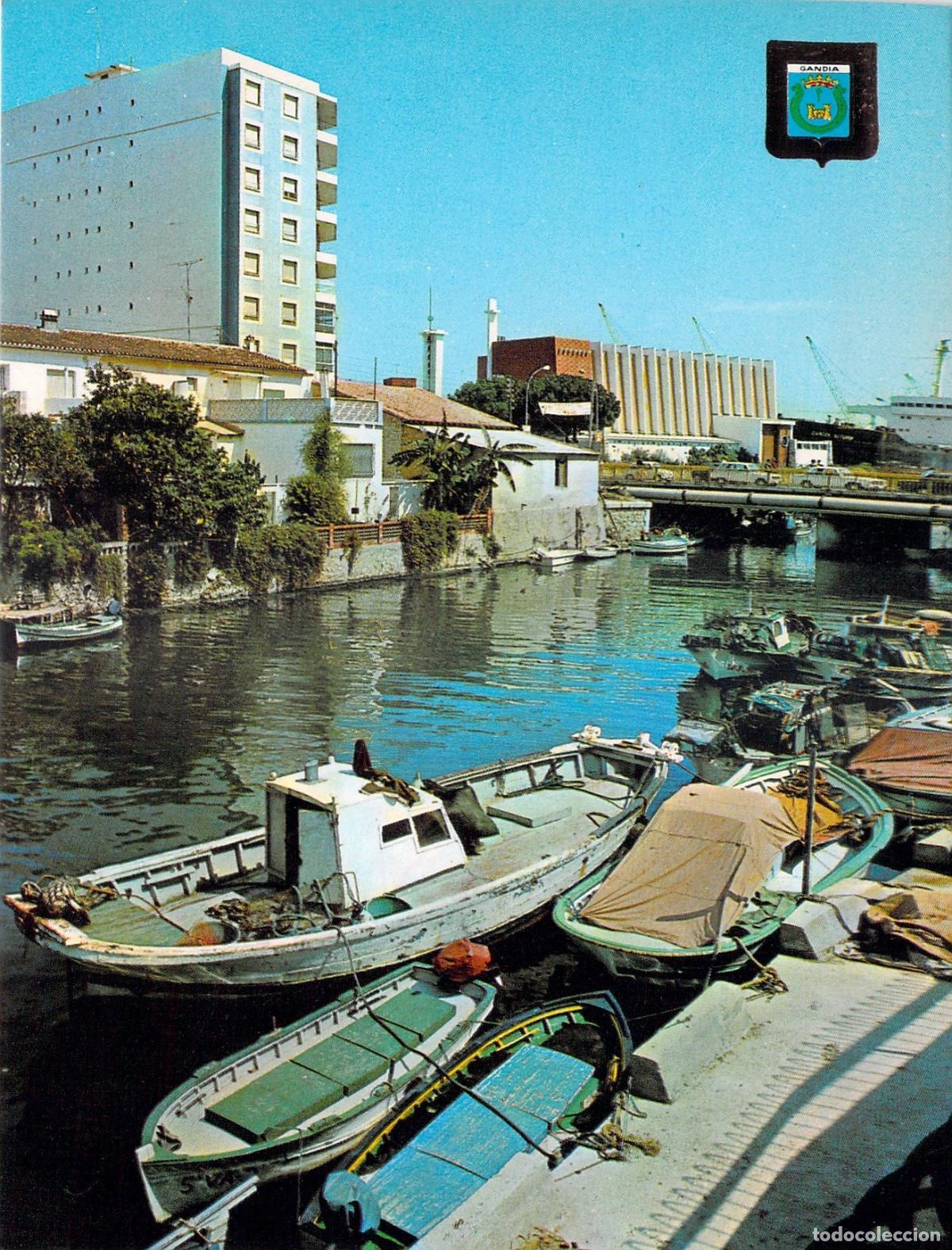 Postales: Postal de Gand&iacute;a - Vista del R&iacute;o San Nicol&aacute;s y Barcas de Pesca