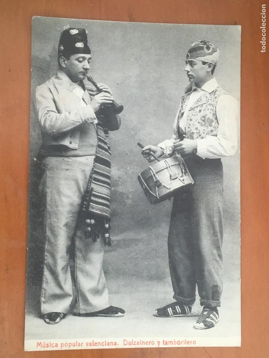 Postales: musica popular valenciana dulzainero y tamborilero postal original antigua