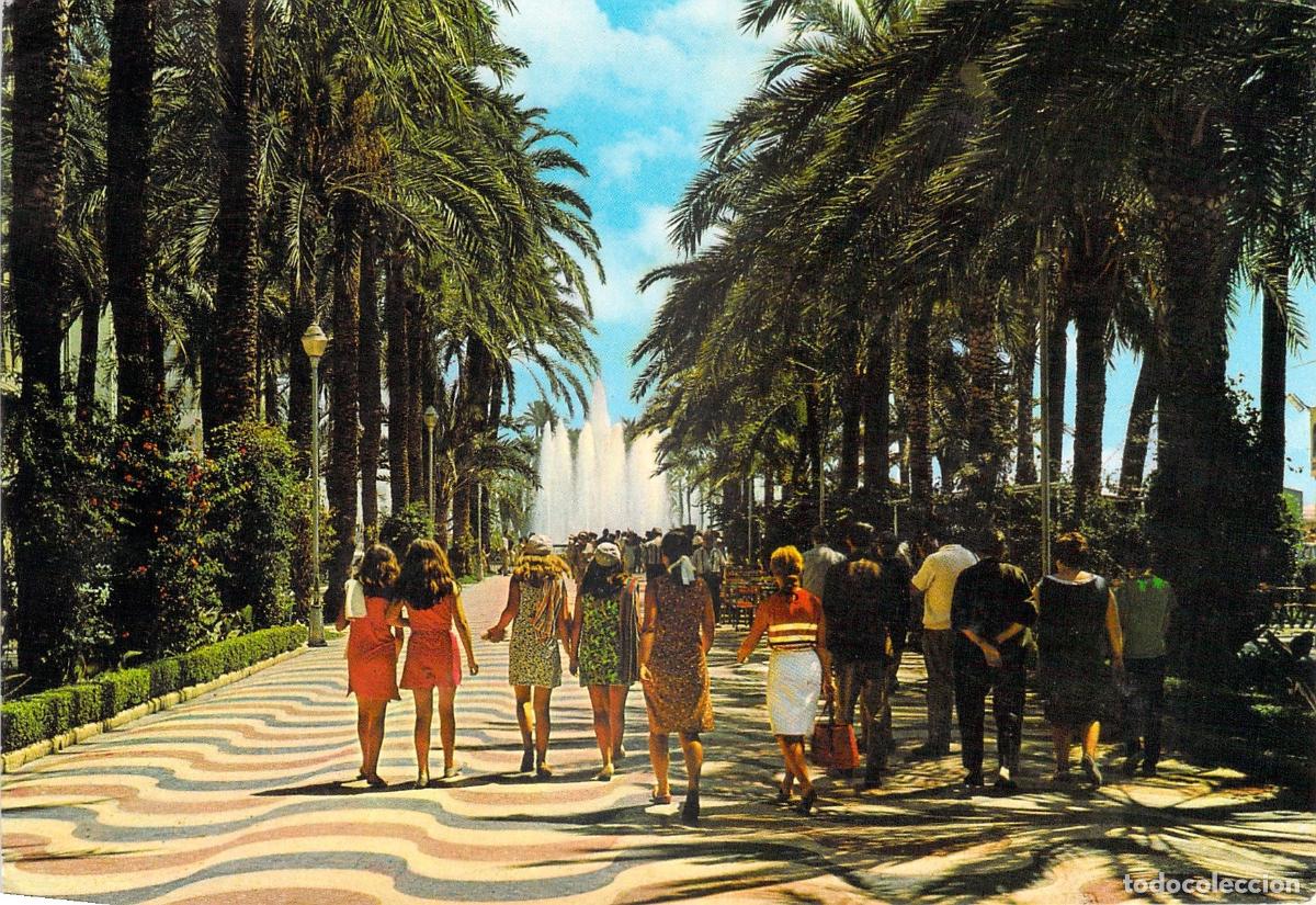 Postales: Postal Alicante Explanada de Espa&ntilde;a Paseo Mar&iacute;timo con Palmeras