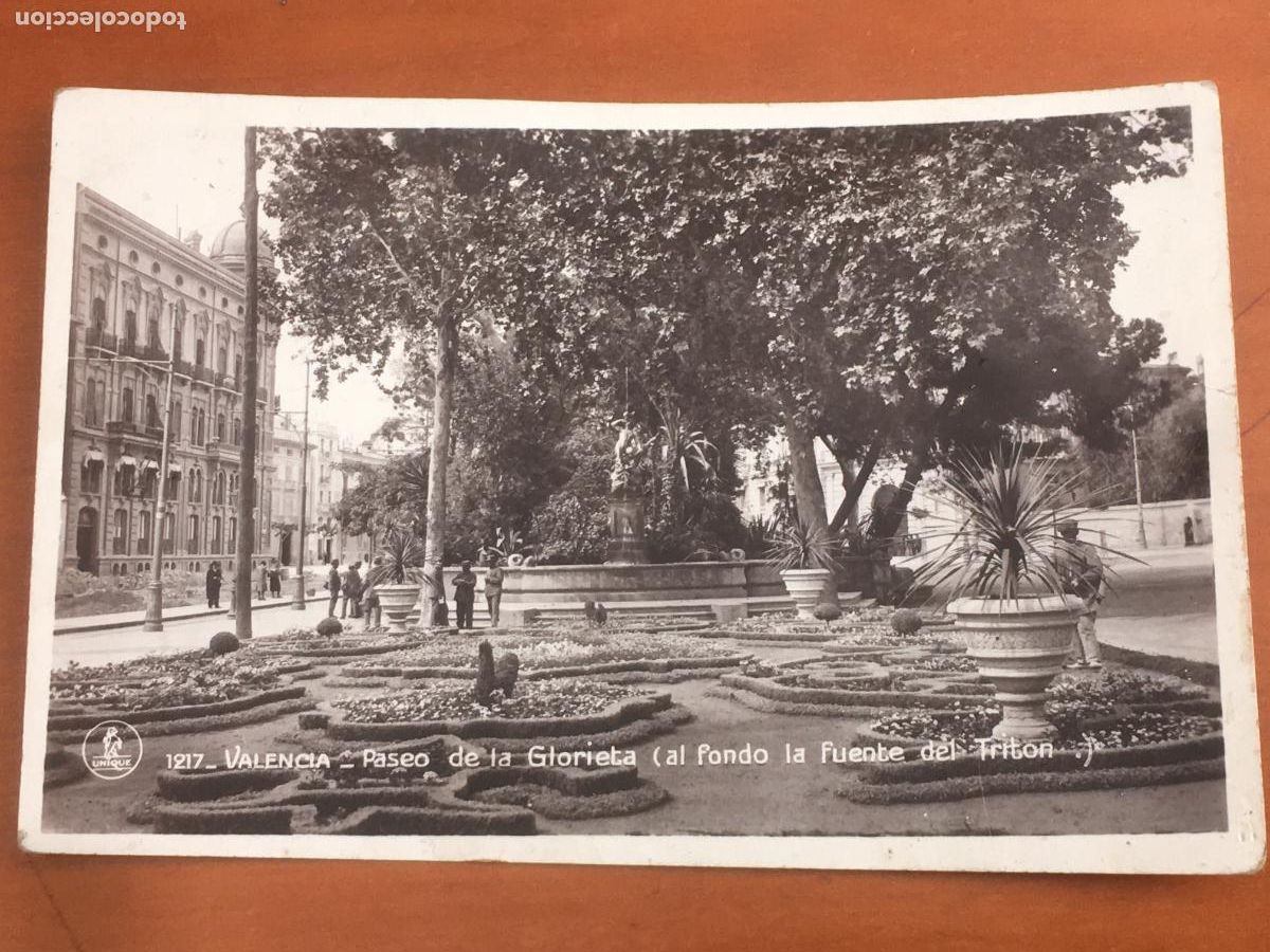 Postales: valencia paseo de la glorieta fuente triton postal fotografica original antigua