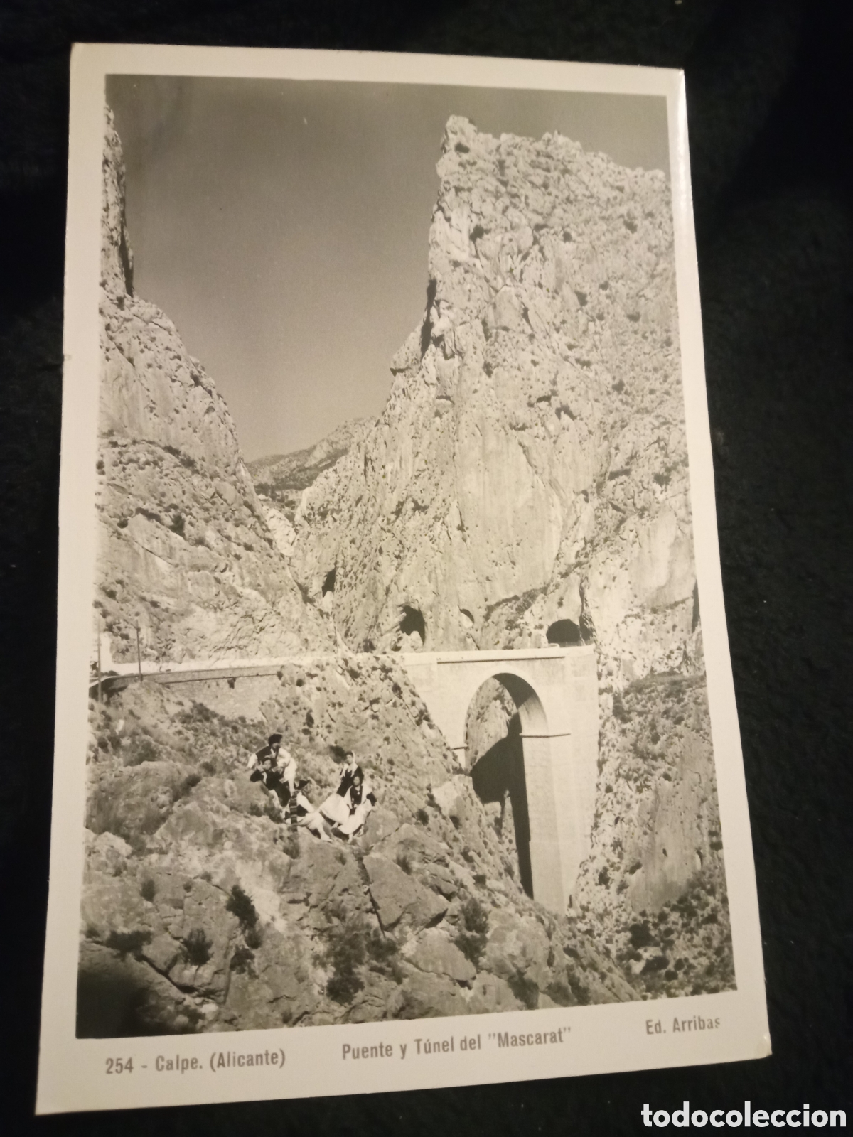 Postales: Antigua postal fotogr&aacute;fica, Calpe(Alicante) Puente y T&uacute;nel de Mascarat, Ediciones Arribas