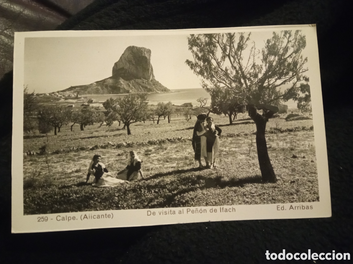 Postales: Antigua postal fotogr&aacute;fica, Calpe (Alicante) de visita al Pe&ntilde;on de Ifach, Ediciones Arribas