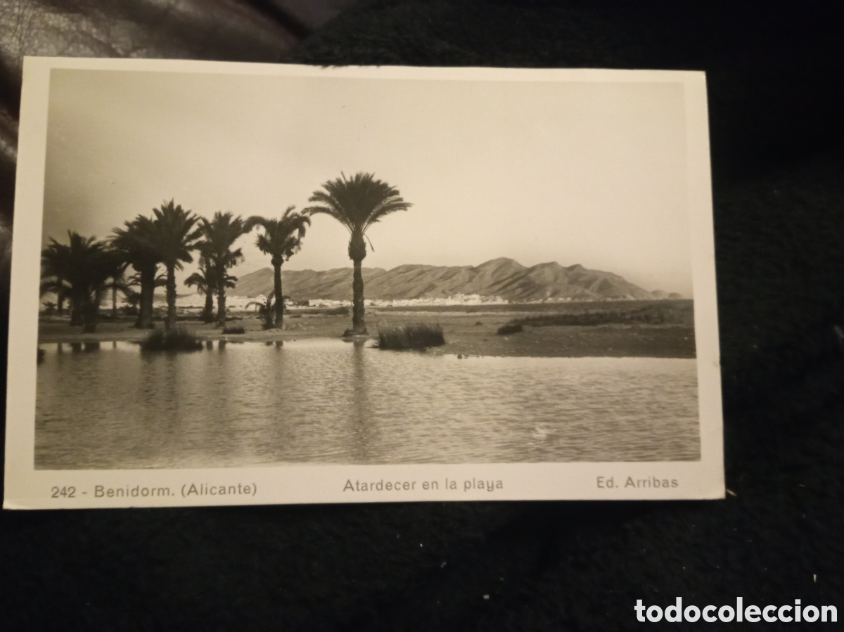 Postales: Antigua postal fotogr&aacute;fica, Benidorm, Atardecer en la playa, Ediciones Arribas