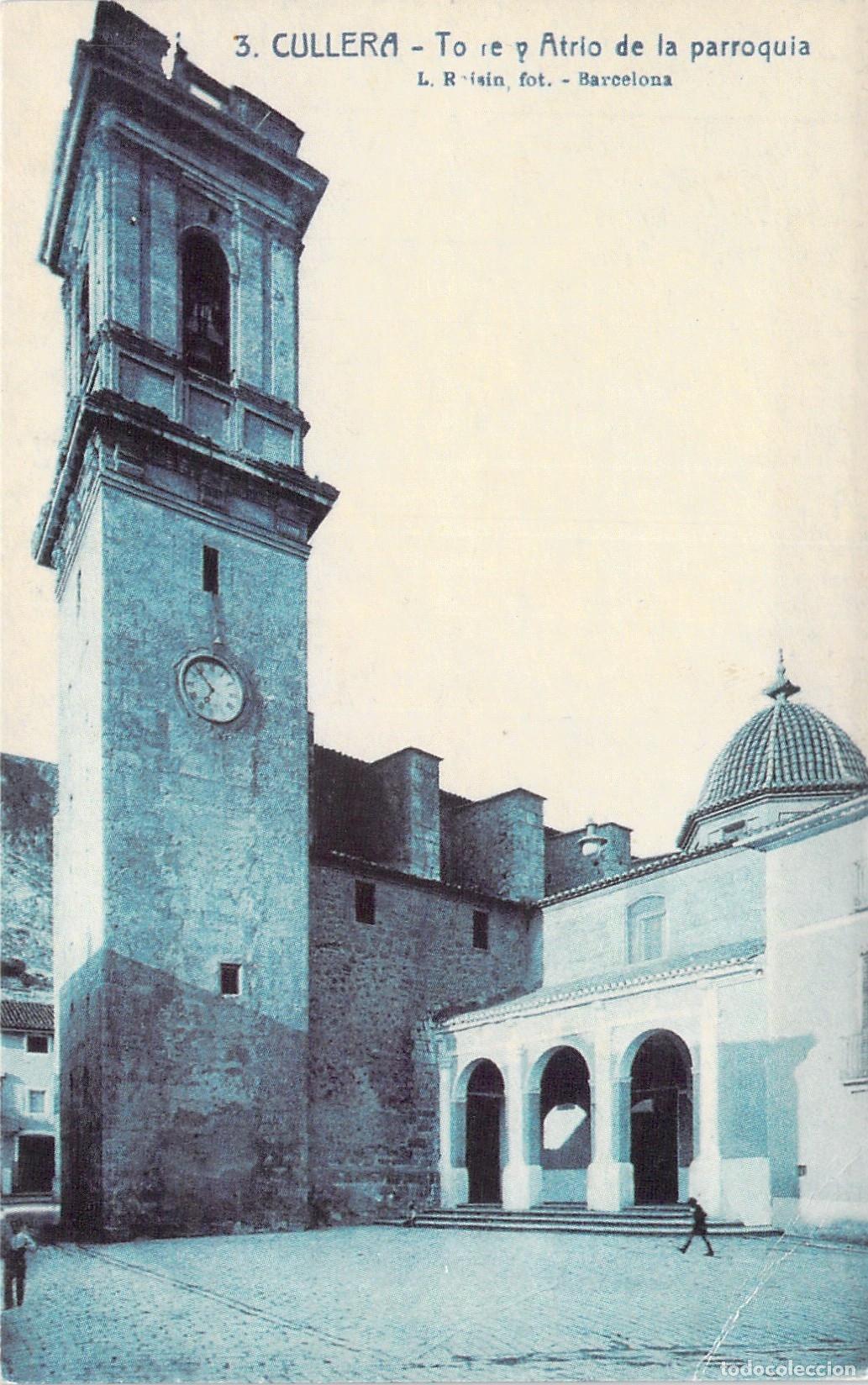 Postales: Postal de Cullera: Torre y Atrio de la Parroquia, Fotograf&iacute;a L. Roisin