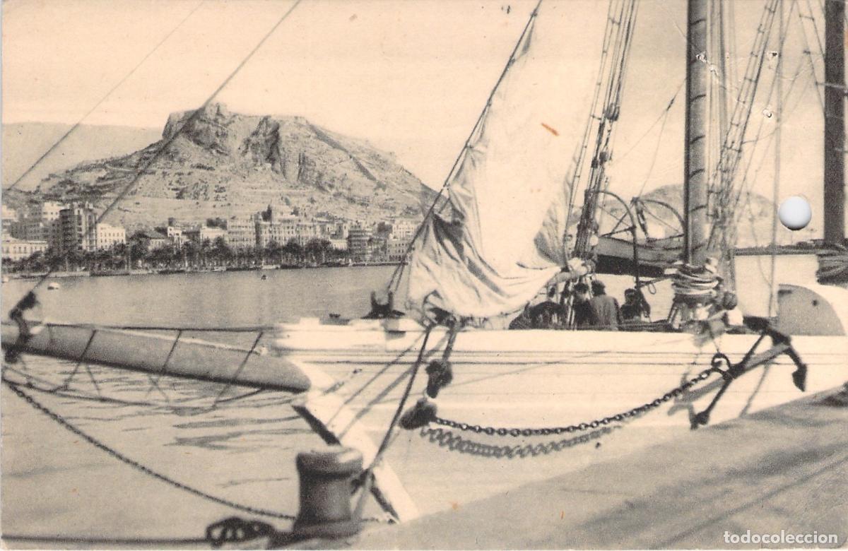 Postales: Tarjeta Postal Hotel Monopol Alicante Vista Puerto y Castillo