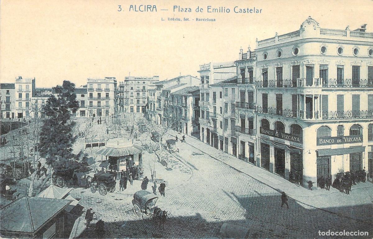 Postales: Postal de la Plaza de Emilio Castelar en Alcira, Valencia