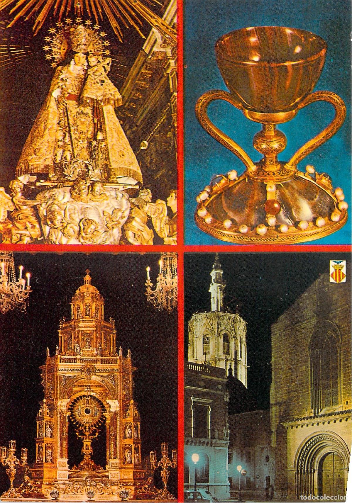 Postales: Postal de Valencia: Virgen, Santo C&aacute;liz, Catedral y Miguelete