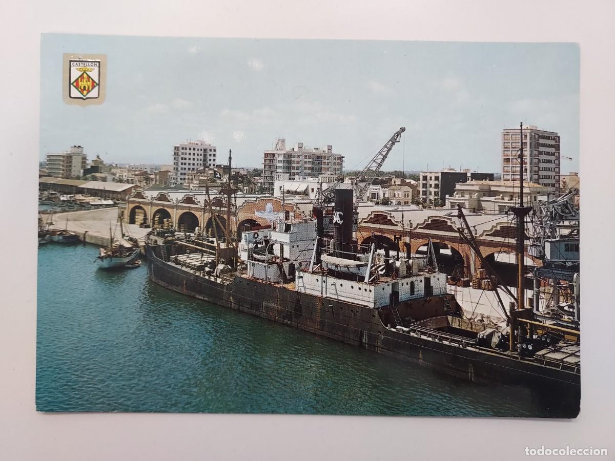 Postales: POSTAL CASTELLON VISTA PARCIAL DEL PUERTO. 1965. COMAS 48 SIN CIRCULAR. BUQUE DE CARGA