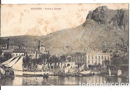 Postales: ANTIGUA POSTAL ALICANTE PUERTO Y CASTILLO