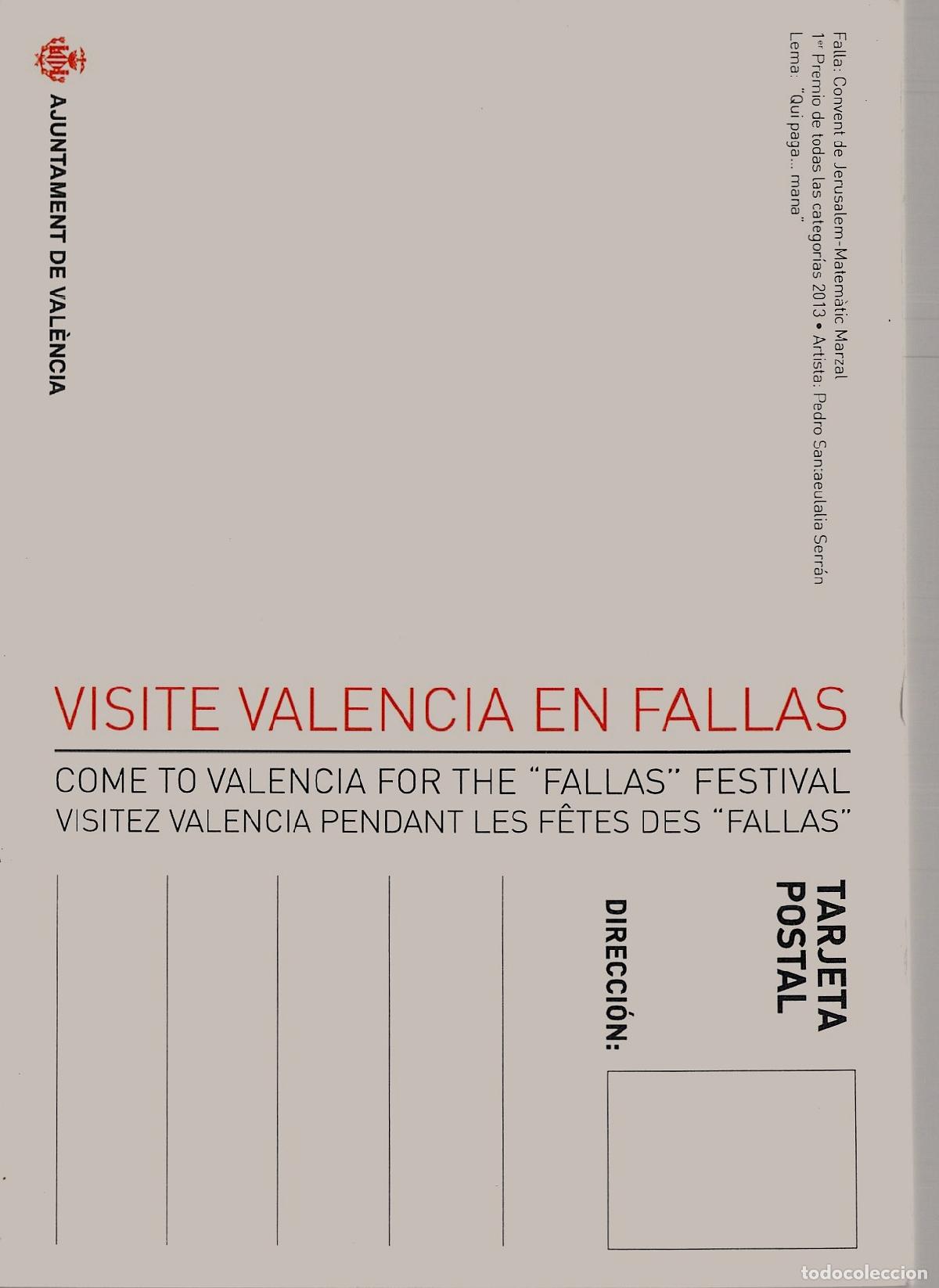 Postales: Postal de las Fallas de Valencia, Falla Convent de Jerusalem 2013 - Foto 2