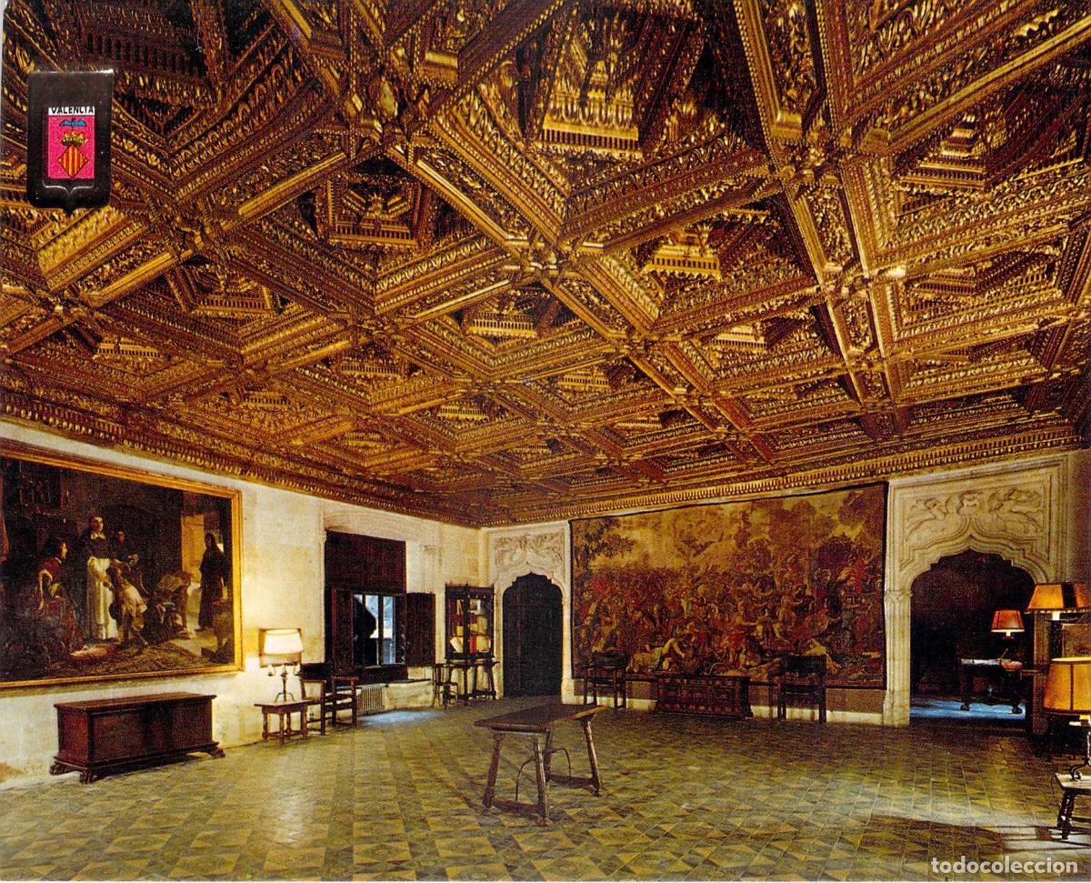 Postales: Postal del Palacio de la Generalidad, Sal&oacute;n Dorado, Valencia