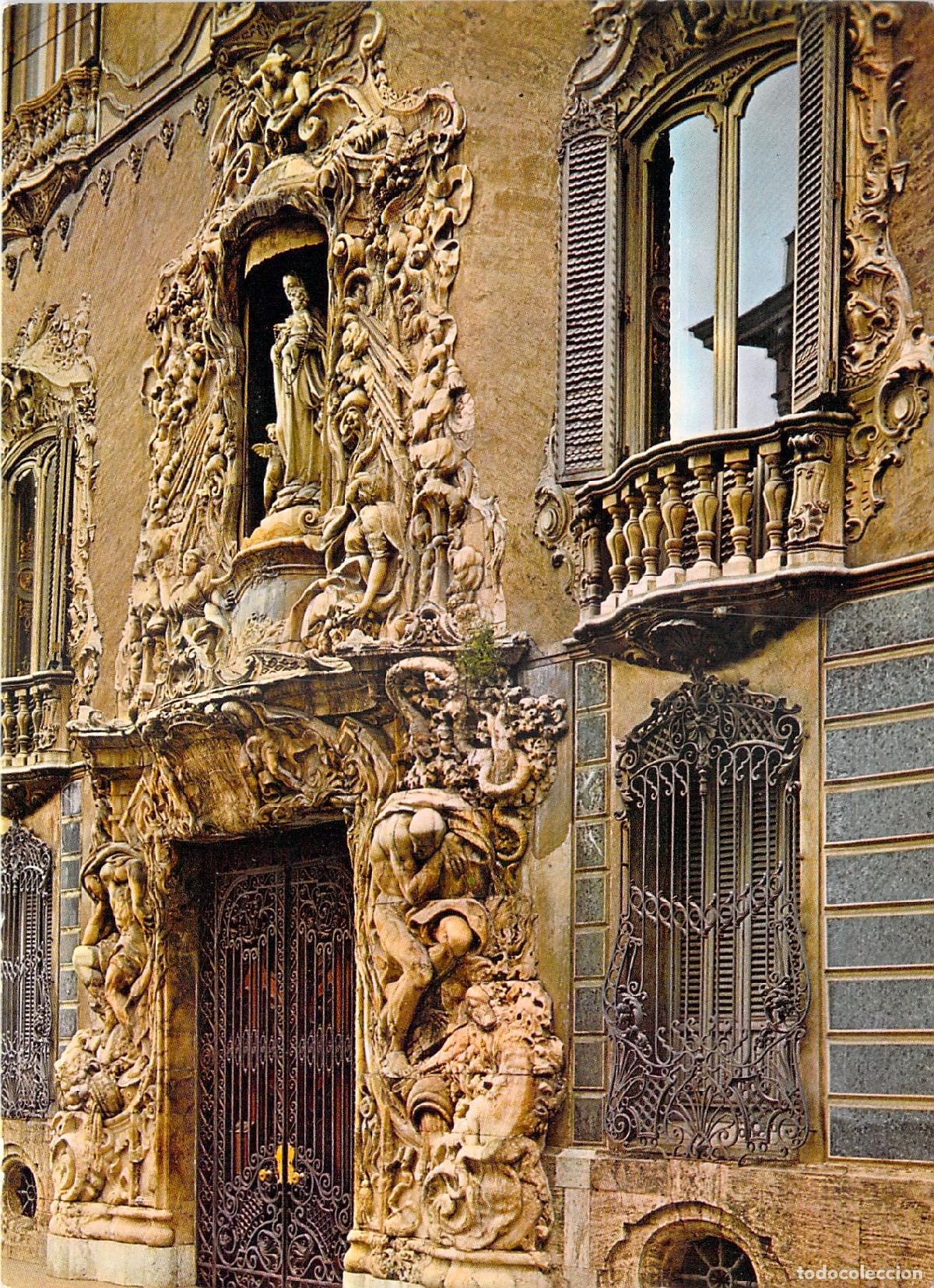 Postales: Postal de la Portada del Palacio del Marqu&eacute;s de Dos Aguas en Valencia