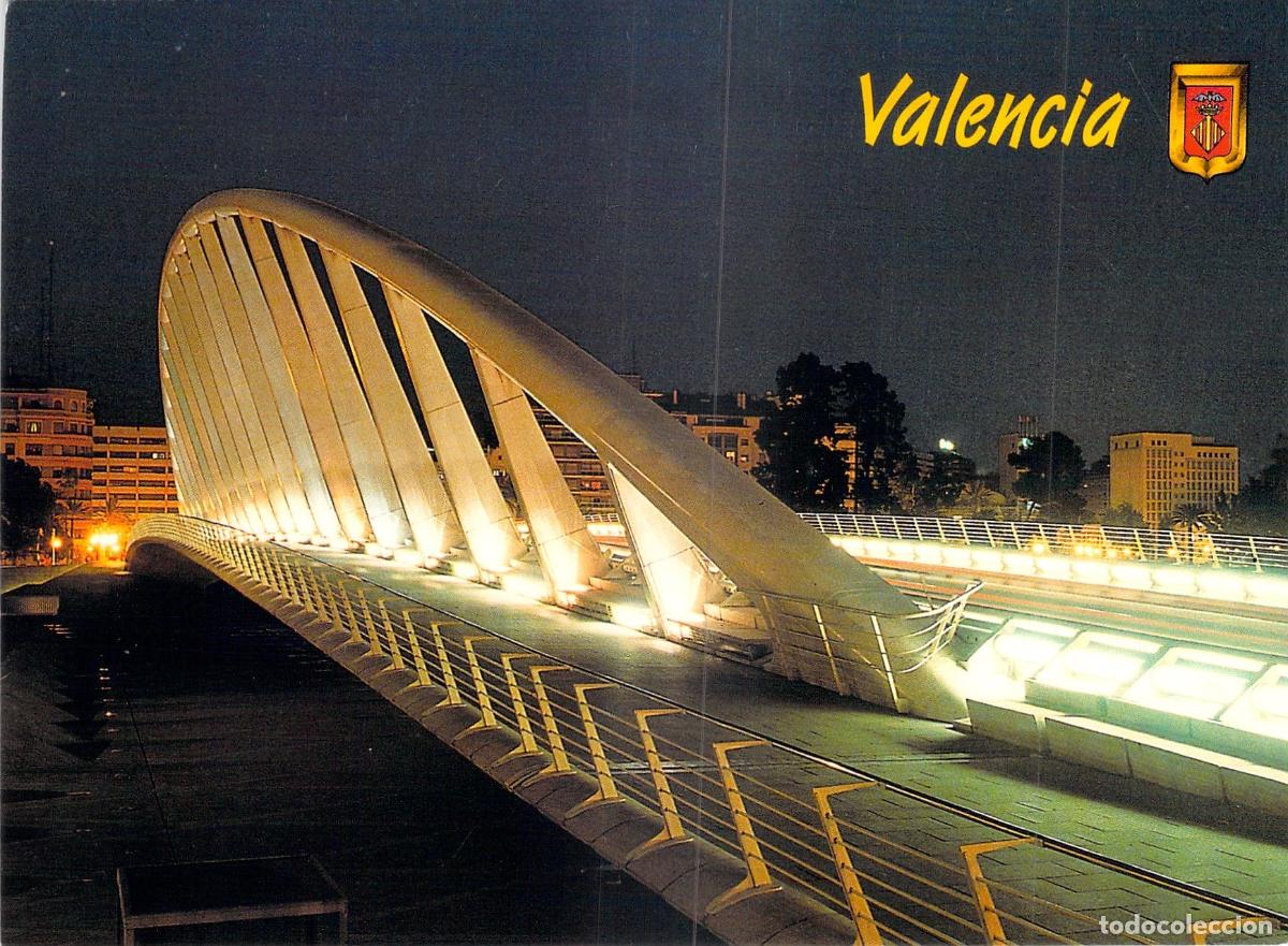 Postales: Postal de Valencia - Vista Nocturna del Puente de Calatrava