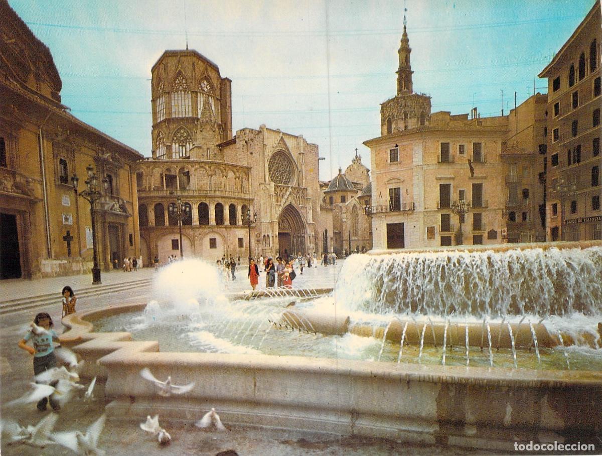 Postales: Postal de la Plaza de la Virgen y Catedral de Valencia