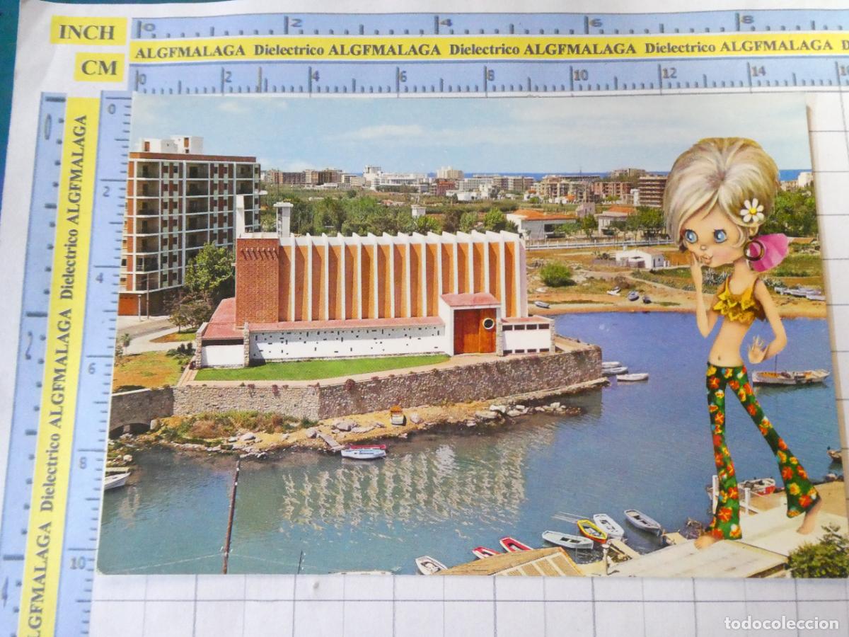 Postales: POSTAL DE VALENCIA. A&Ntilde;O 1966. GAND&Iacute;A PUERTO E IGLESIA DE SAN NICOL&Aacute;S NI&Ntilde;A DIBUJO 76 GARRABELLA. 1624