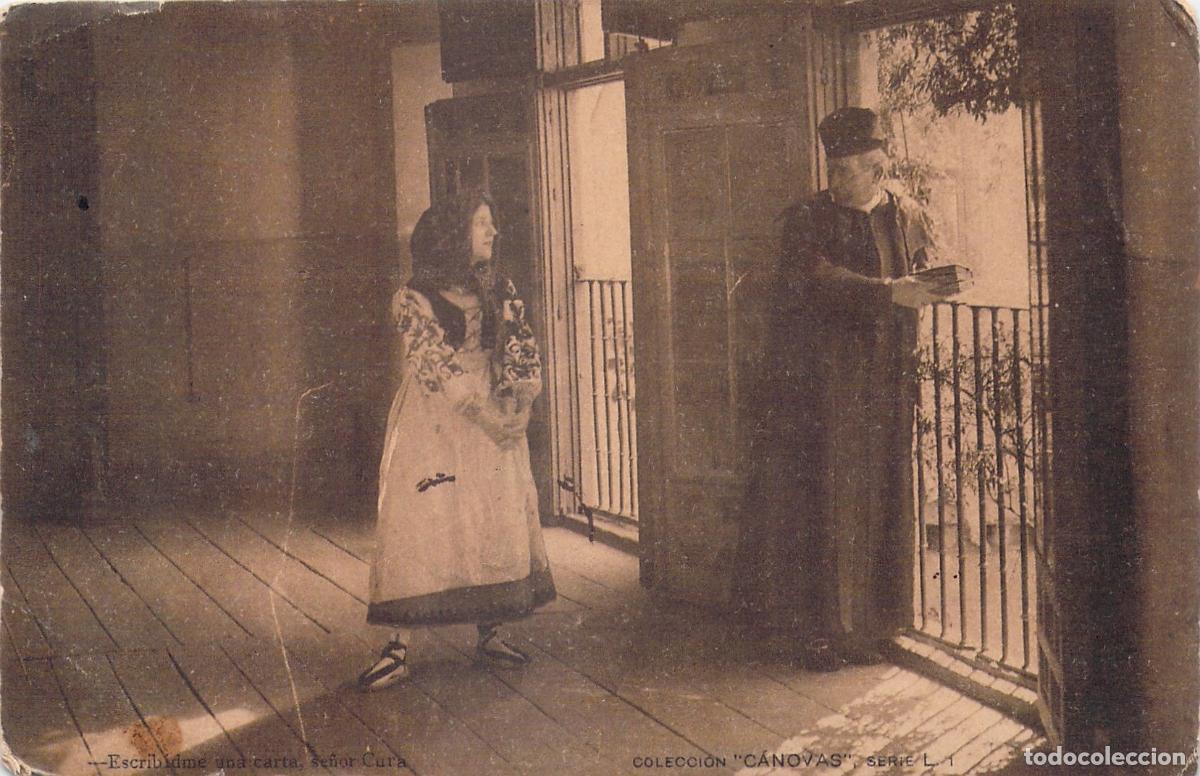 Cartes Postales: Postal Antigua Colecci&oacute;n C&aacute;novas - Escena Sacerdote y Mujer en Valencia