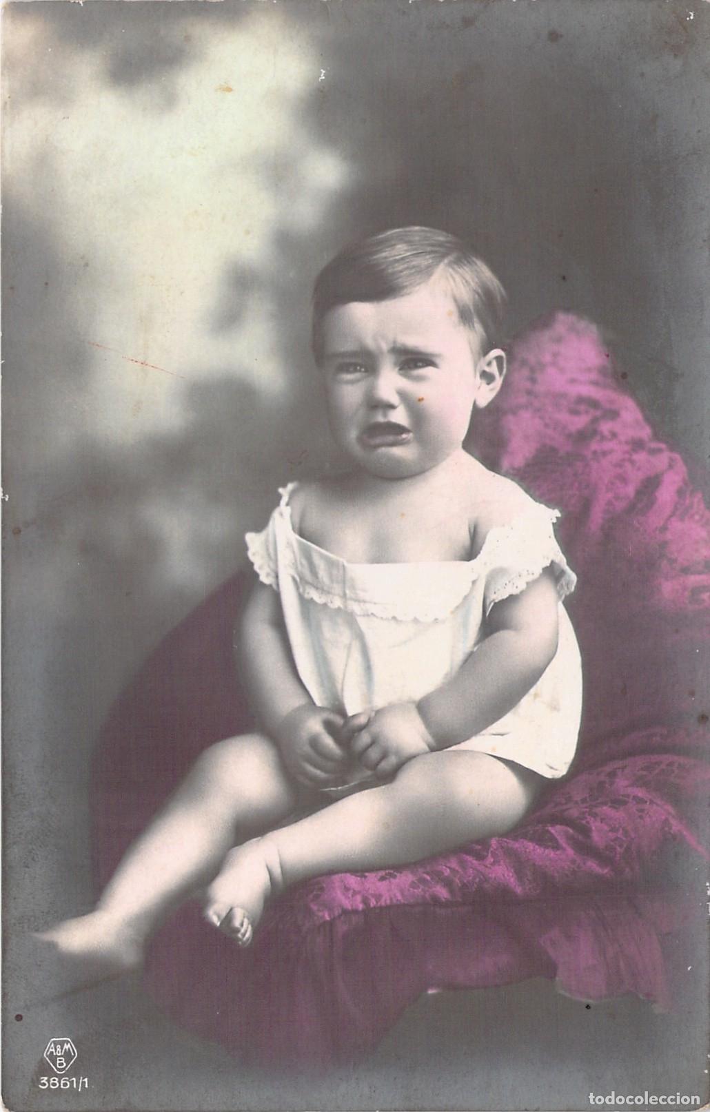 Postales: Postal Antigua de Beb&eacute; Llorando con Mensaje a Valencia