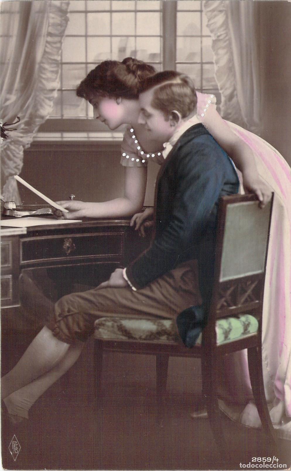 Postales: Postal Rom&aacute;ntica de Pareja Coloreada a Mano - PFB Alemania