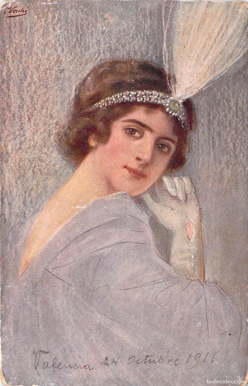 Postales: Postal Ilustrada de Mujer Elegante - Artista Vecchi - Valencia
