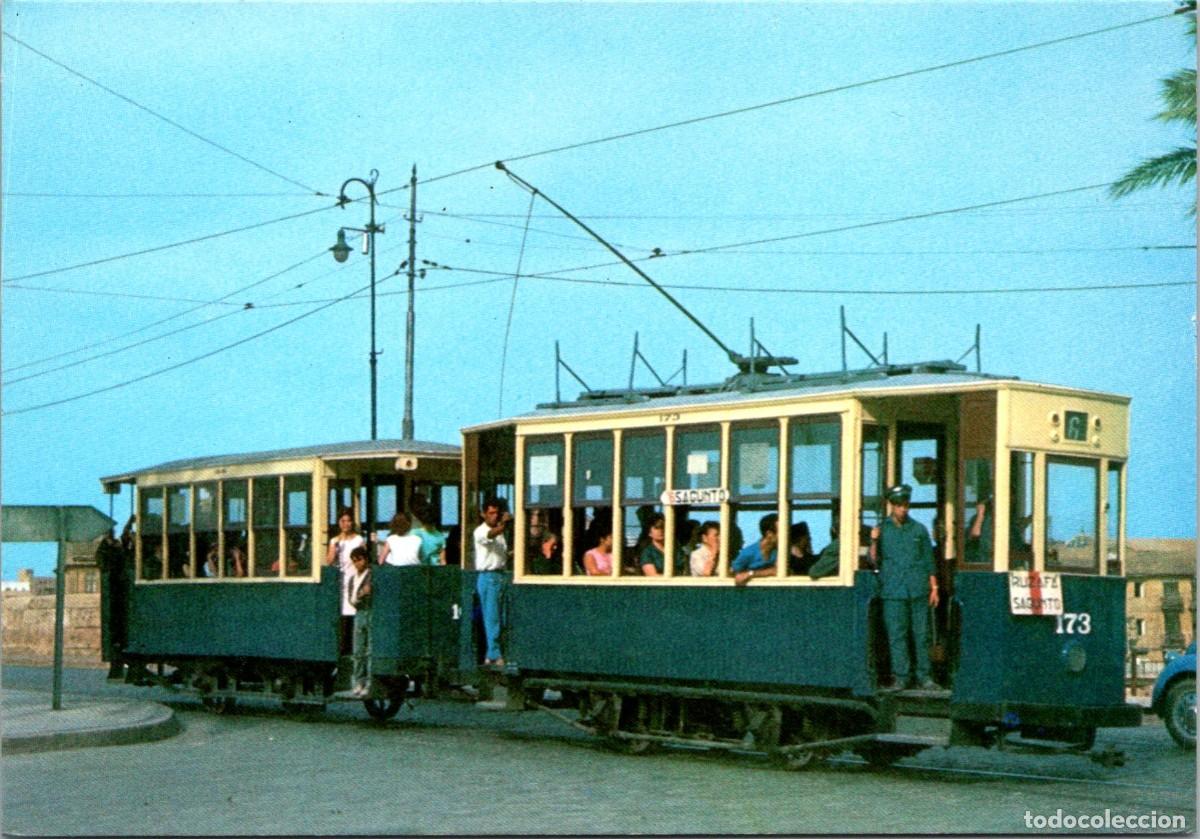 Postales: Tramvies de Val&egrave;ncia -Cotxe 173 i remolc- Ruzaf&aacute;-Sagunto- Bergas 60-Edicions Ferroviaries- 147x102mm