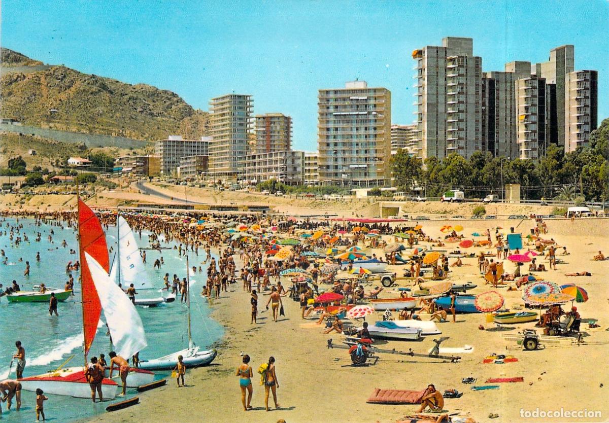 Postales: Postal de la Playa de la Albufereta en Alicante