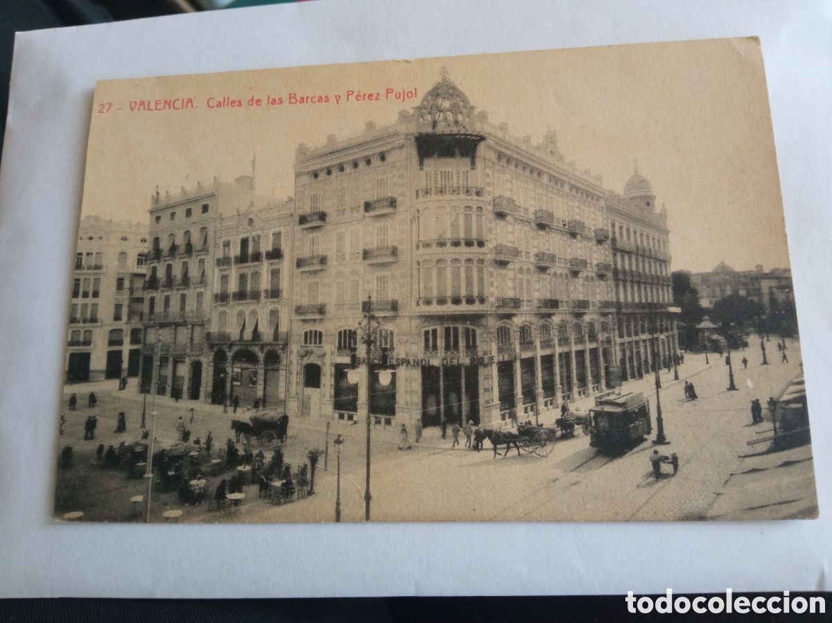Postales: Antigua postal fotogr&aacute;fica, Valencia, Calle de Barcas y P&eacute;rez Pujol