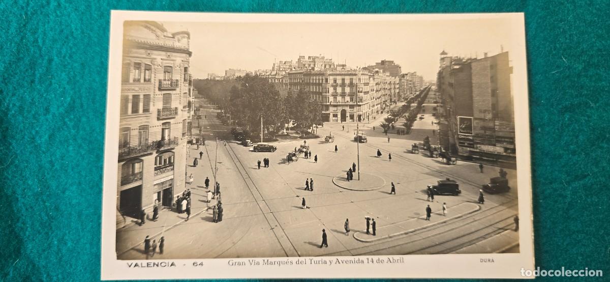 Postales: POSTAL VALENCIA (1940s) G.V. MARQUES DEL TURIA Y AVENIDA CATORCE DE ABRIL