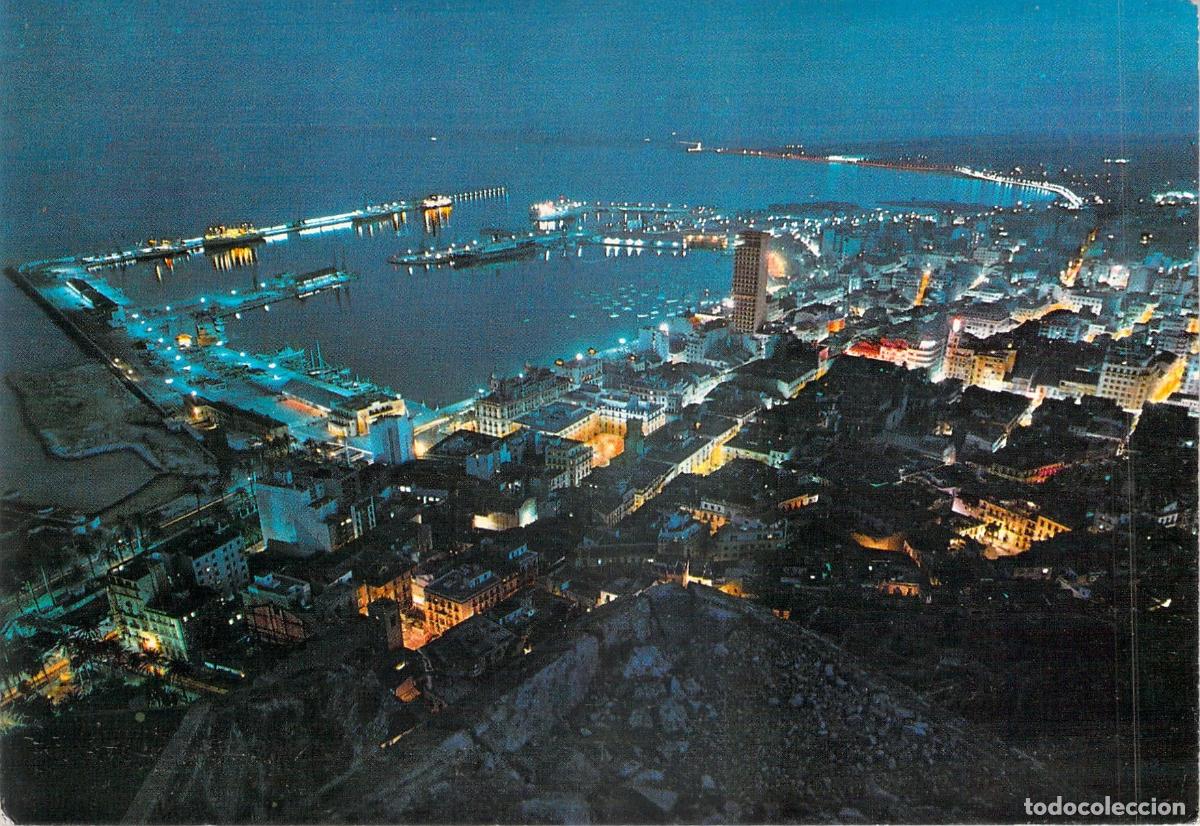 Postales: Postal de Alicante Vista General Nocturna del Puerto