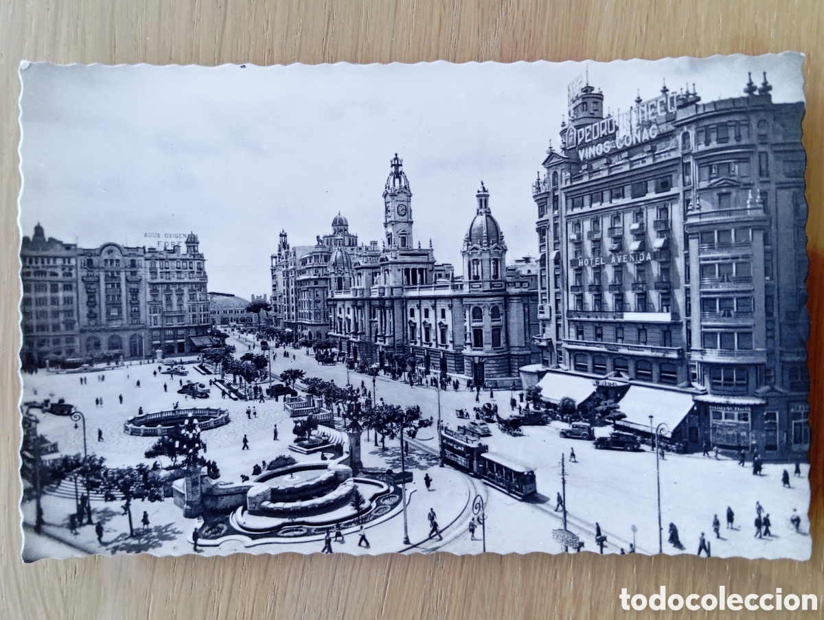 Postales: POSTAL VALENCIA JDP 117 PLAZA DEL CAUDILLO S/C LUMINOSOS CO&Ntilde;AC PEDRO DOMECQ AGUA OXIGENADA FORE