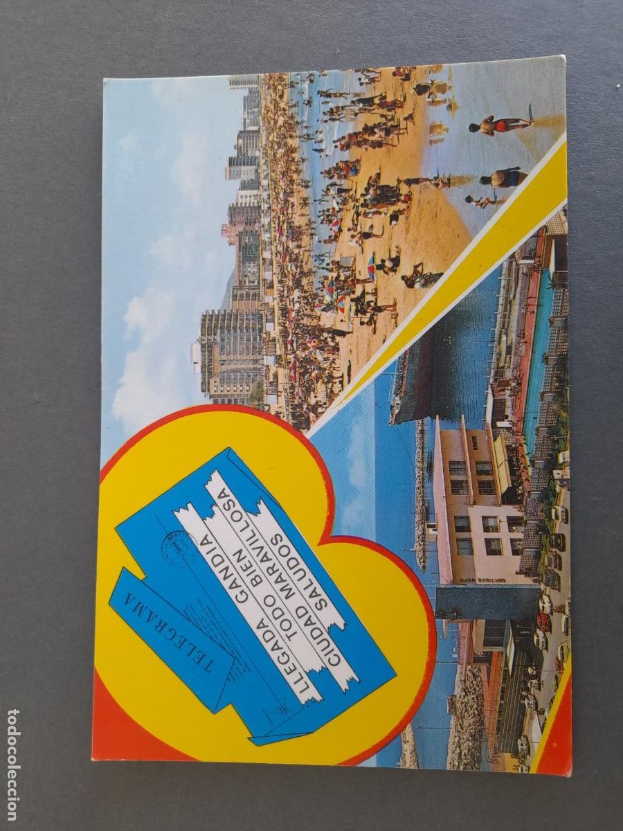 Postales: postal de gandia (valencia)-86- playa y club nautico , garcia garabella a&ntilde;os 70 aprox
