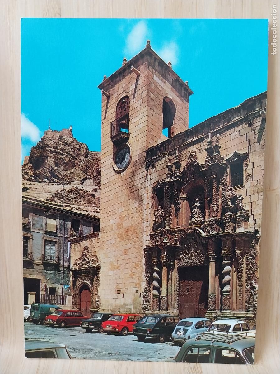 Postales: ALICANTE IGLESIA SANTA MARIA CASTILLO SANTA B&Aacute;RBARA ED GARRABELLA 137 SC ORIGINAL COCHES CL&Aacute;SICOS