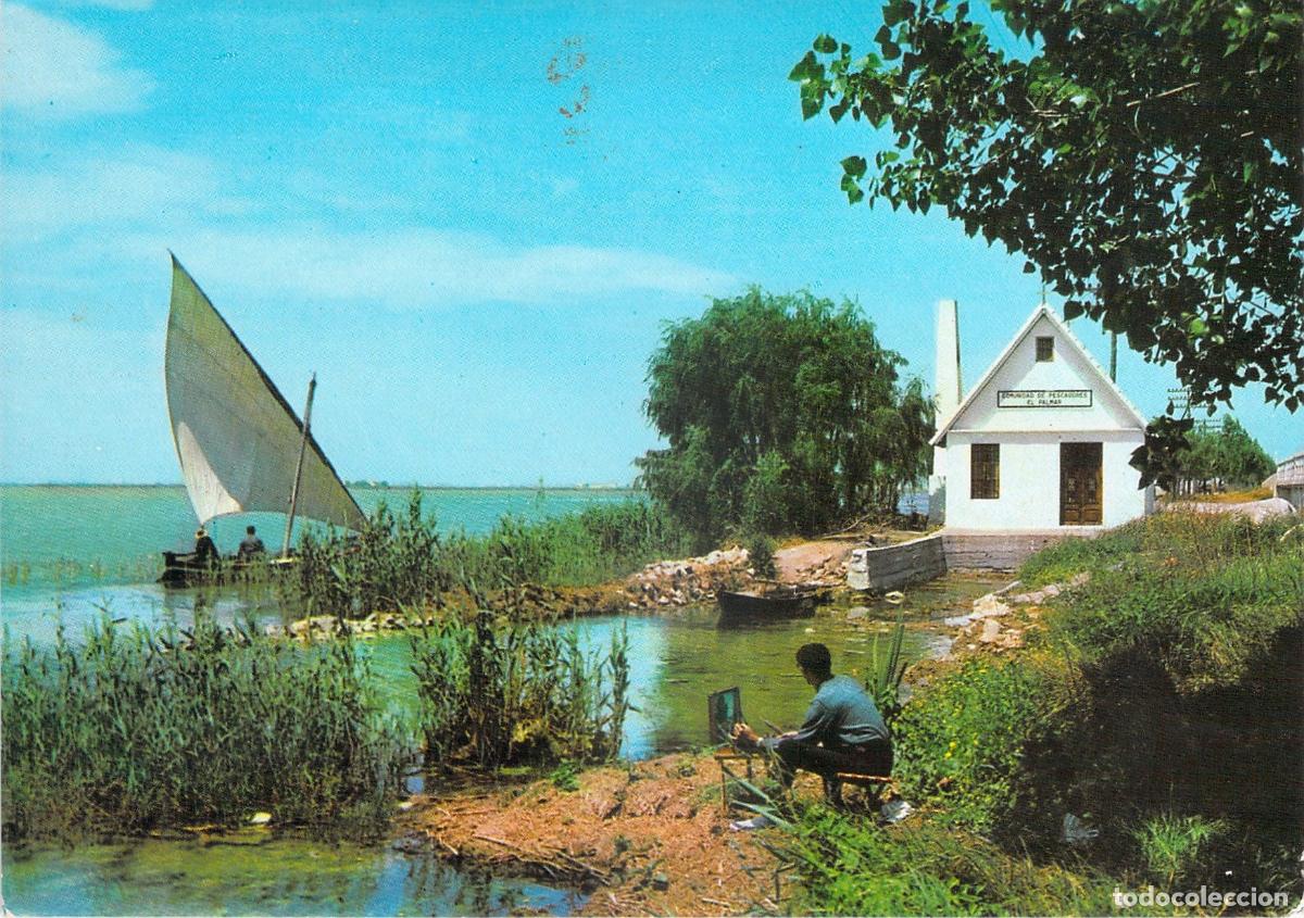 Postales: Postal Valencia Albufera Embarcadero y Pintor en El Palmar
