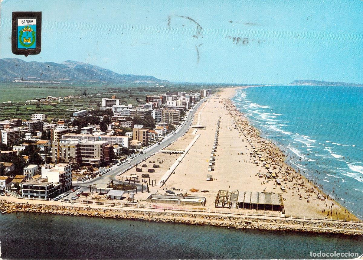 Postales: Postal de la Playa de Gandia, Valencia - Vista Panor&aacute;mica A&eacute;rea