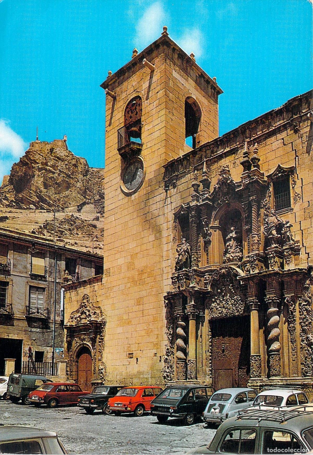 Postales: Postal de Alicante: Iglesia de Santa Mar&iacute;a y Castillo de Santa B&aacute;rbara
