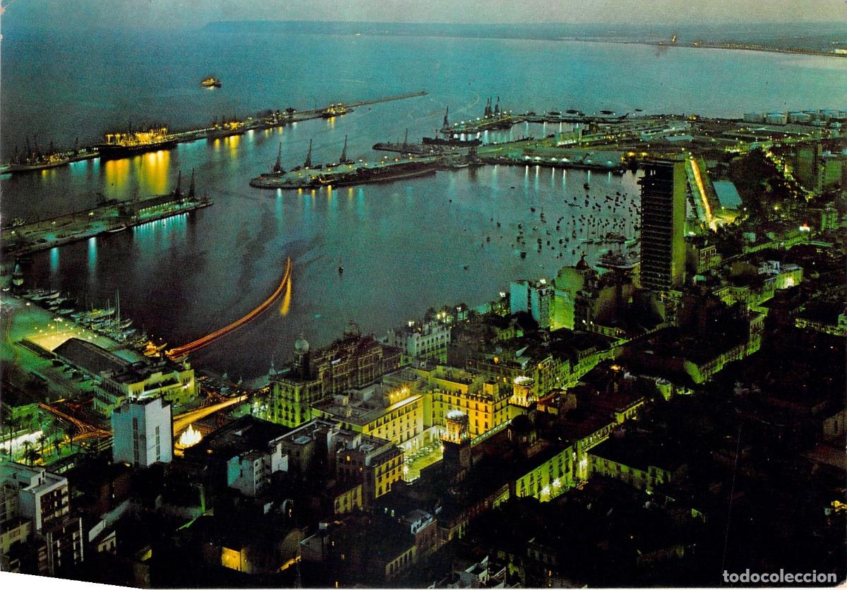 Postales: Postal de Alicante: Vista Nocturna del Puerto y la Ciudad