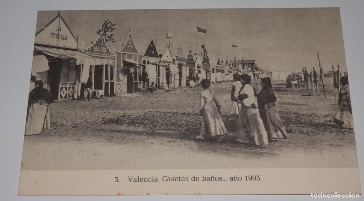 Postales: TARGETA POSTAL DE VALENCIA - CASETAS DE BA&Ntilde;OS A&Ntilde;O 1903