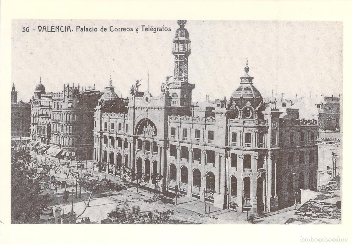 Postales: Postal de Valencia: Palacio de Correos y Tel&eacute;grafos reproducci&oacute;n