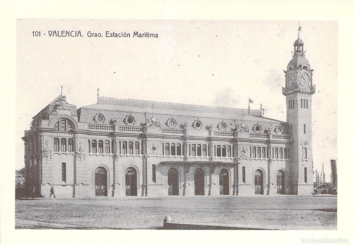 Postales: Postal de la Estaci&oacute;n Mar&iacute;tima del Grao en Valencia