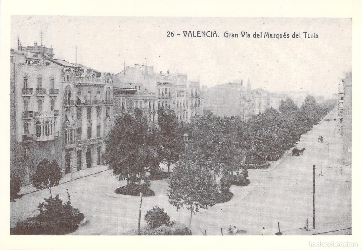Postales: Postal de Valencia: Gran V&iacute;a del Marqu&eacute;s del Turia reproducci&oacute;n