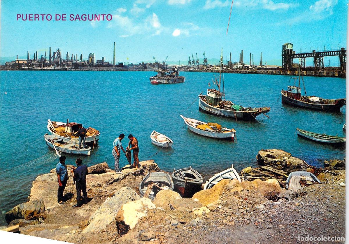 Postales: Postal de Puerto de Sagunto con Vistas a los Altos Hornos