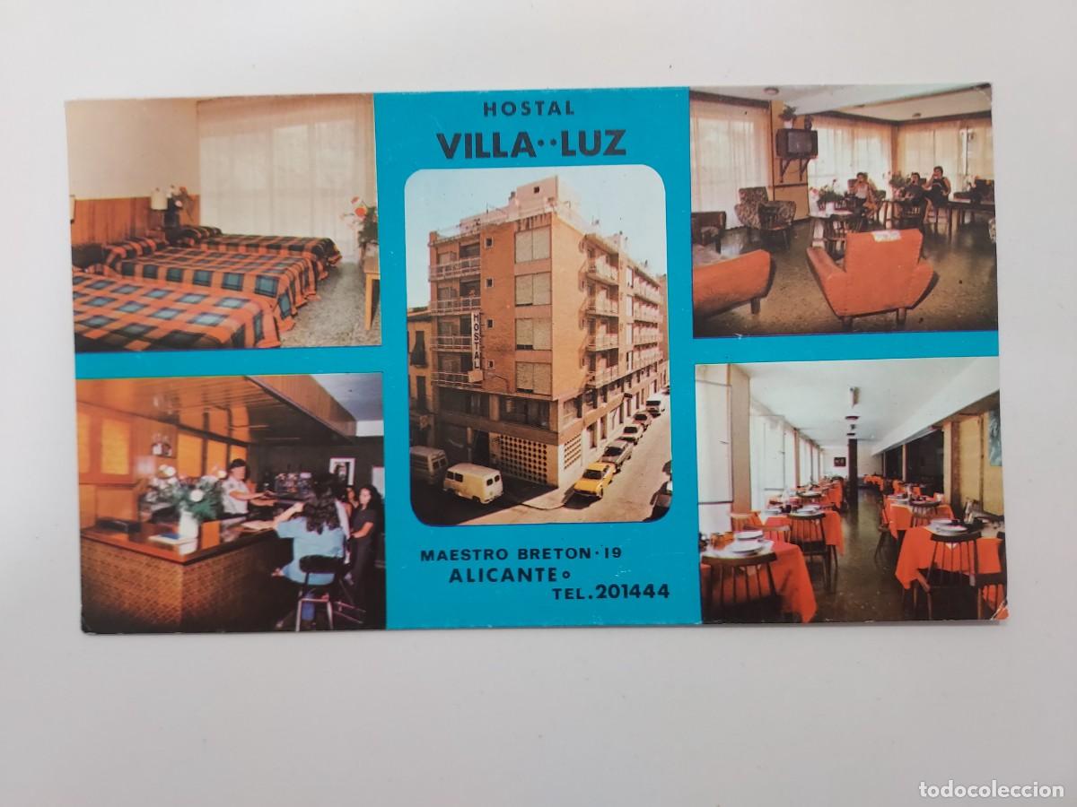 Postales: POSTAL ALICANTE HOSTAL VILLA LUZ CALLE MAESTRO BRETON. SIN CIRCULAR. GRAFICAS MARTINEZ ASPE. 16X9 CM