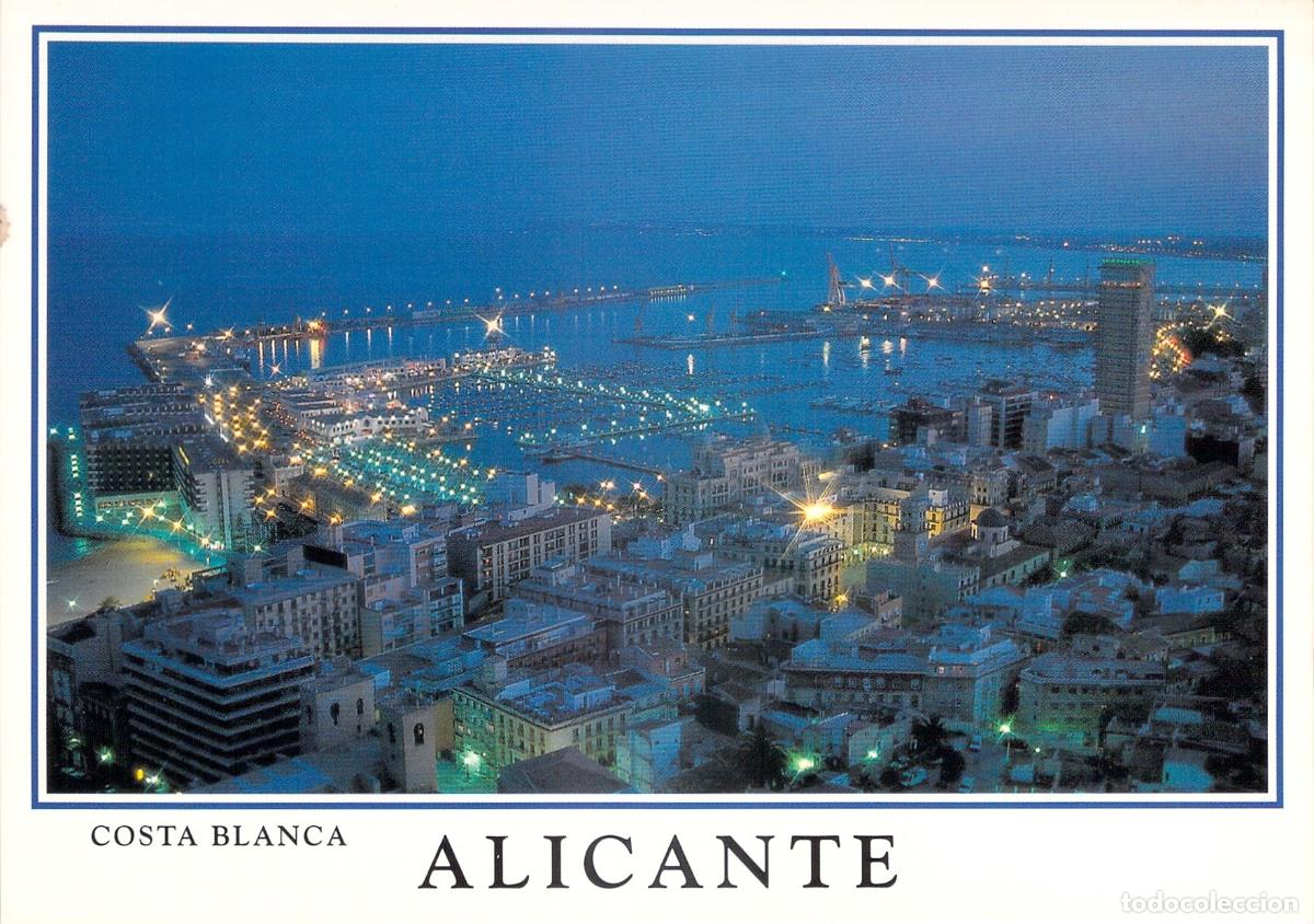 Postales: Postal de Alicante - Vista Nocturna de la Costa Blanca y Puerto