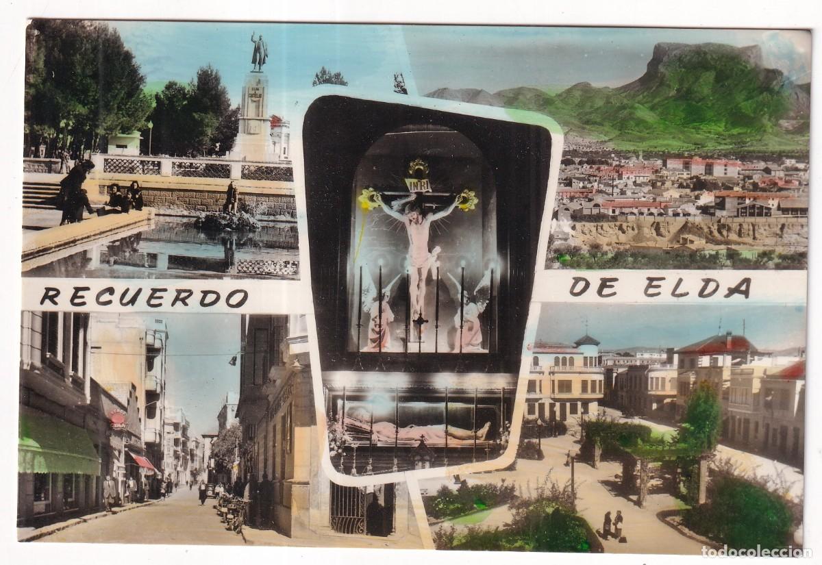 Postales: Recuerdo de Elda. 39 Varias vistas, Cristo, calle etc. Ediciones Arribas. Escrita. Sin circular.