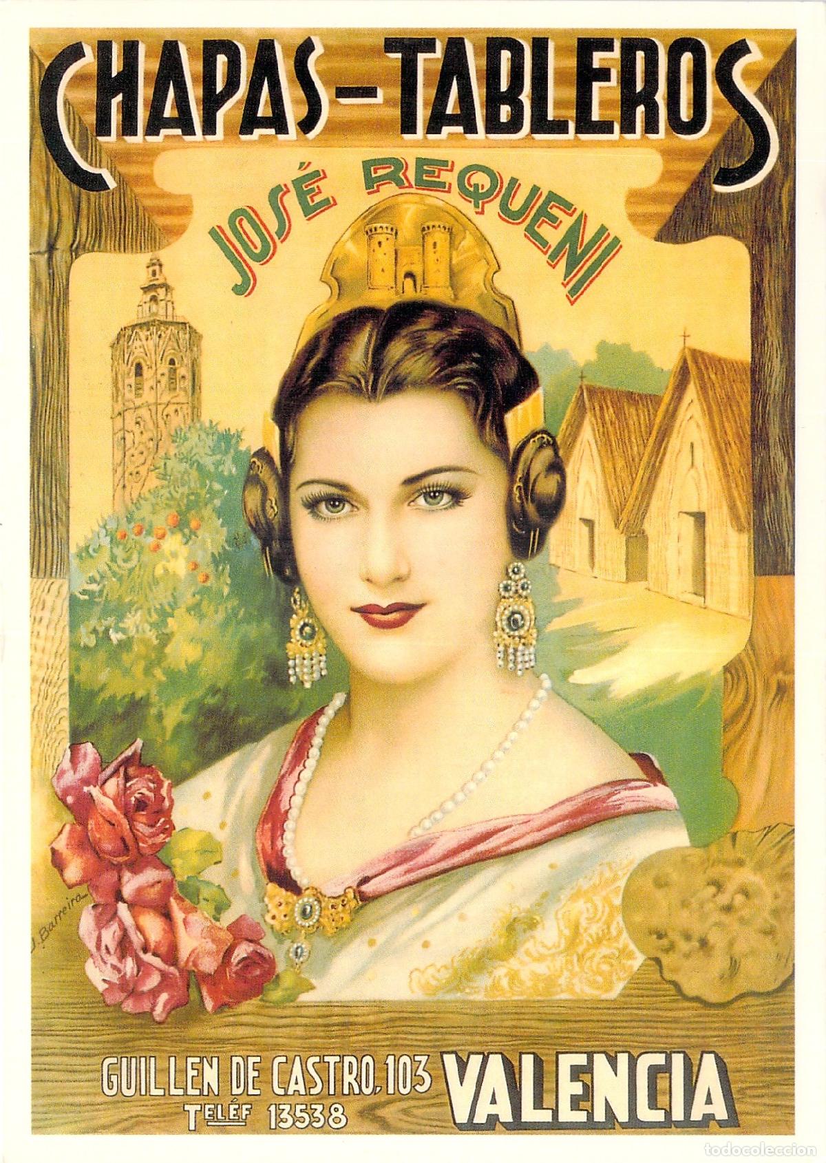 Postales: Postal de Publicidad Antigua Chapas-Tableros Jos&eacute; Requeni Valencia