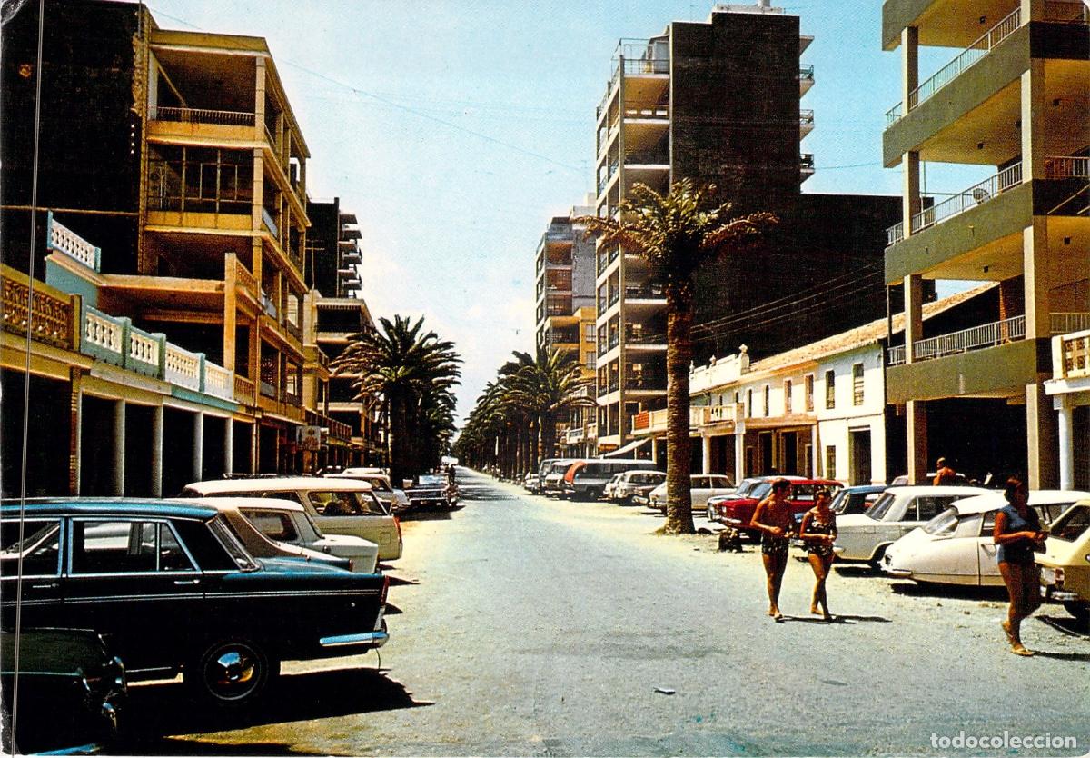 Postales: Postal Paseo de Las Palmeras en Valencia con coches de &eacute;poca