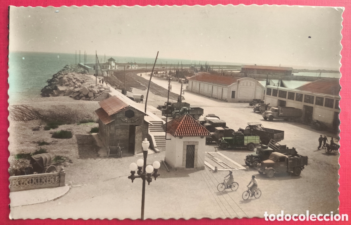Postales: VINAR&Ograve;S PORT POSTAL FOTOGR&Aacute;FICA COLOREADA VINAROZ PUERTO CASTELL&Oacute; C. 1955